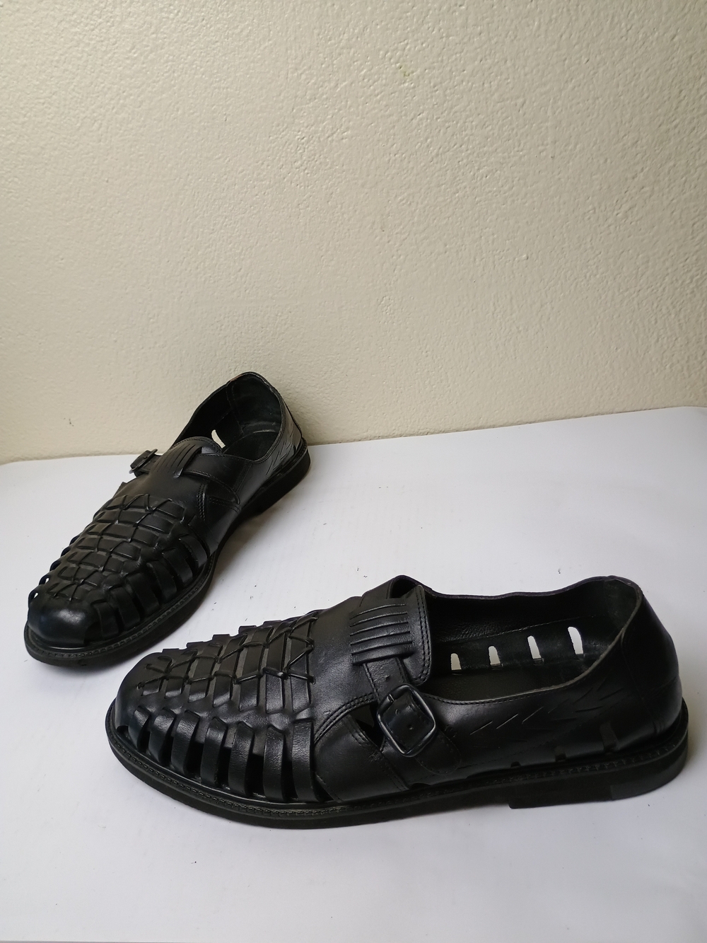 Stacy Adams 10.5M Black Woven Leather Men's Fisherman Sandals